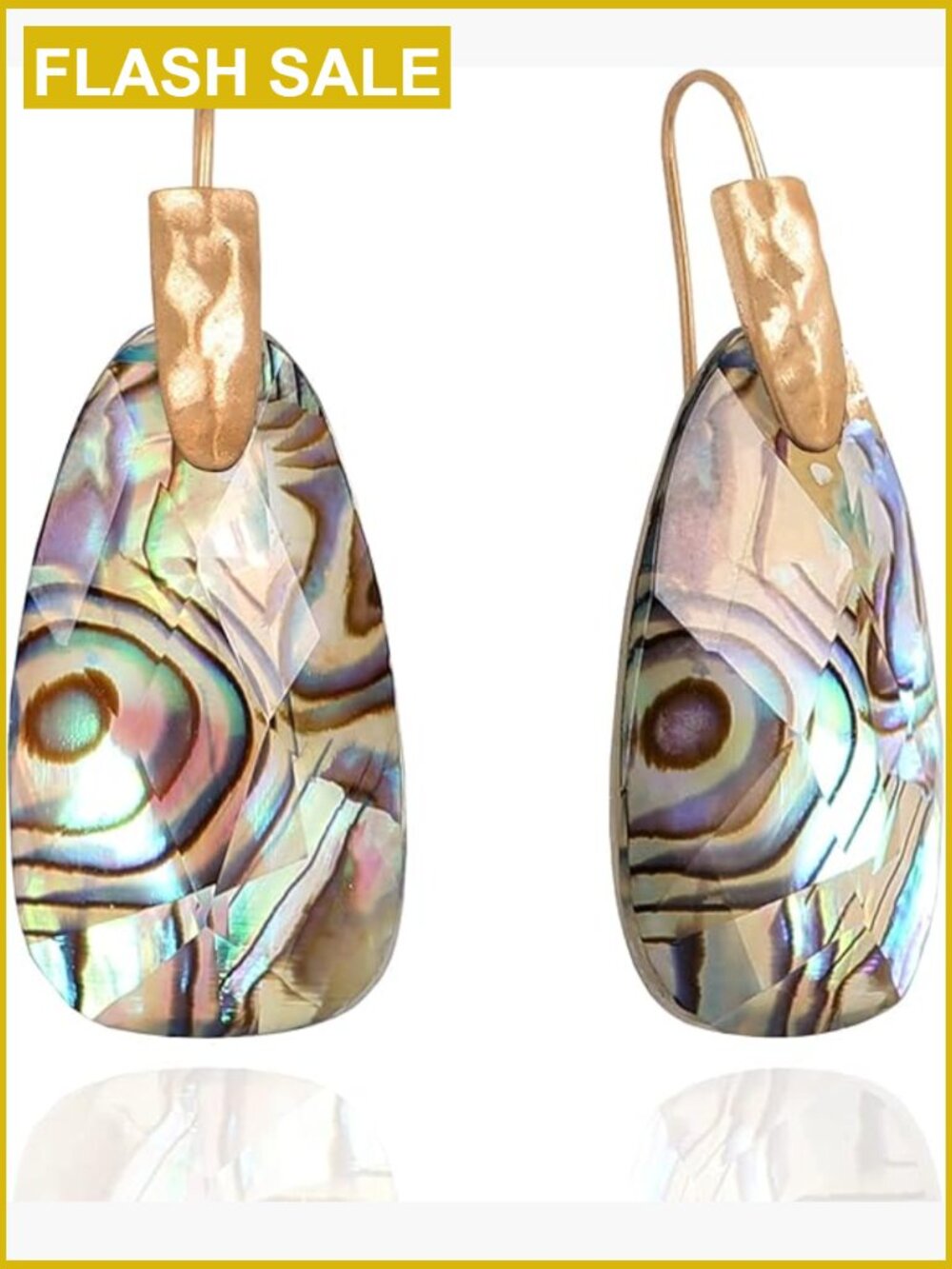 14k Gold Plated Teardrop Earrings with Abalone Shell Dangle